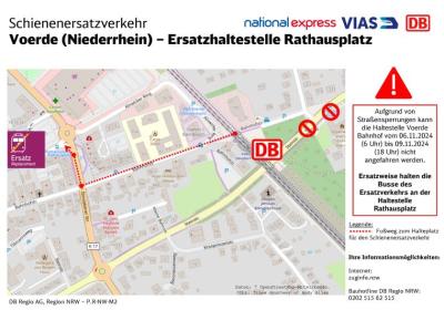 Grafik zum Schienenersatzverkehr für die Ersatzhaltestelle Rathausplatz